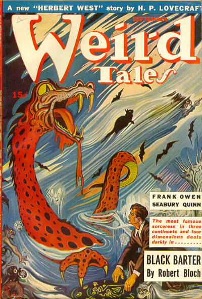 Weird Tales cover, September 1943, by A. R. Tilburne