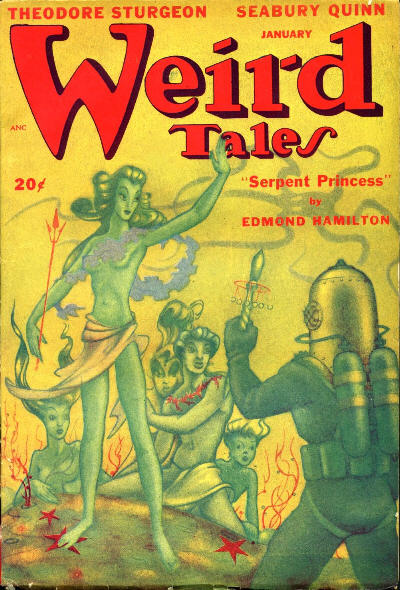 Weird Tales cover, January 1948, by Boris Dolgov