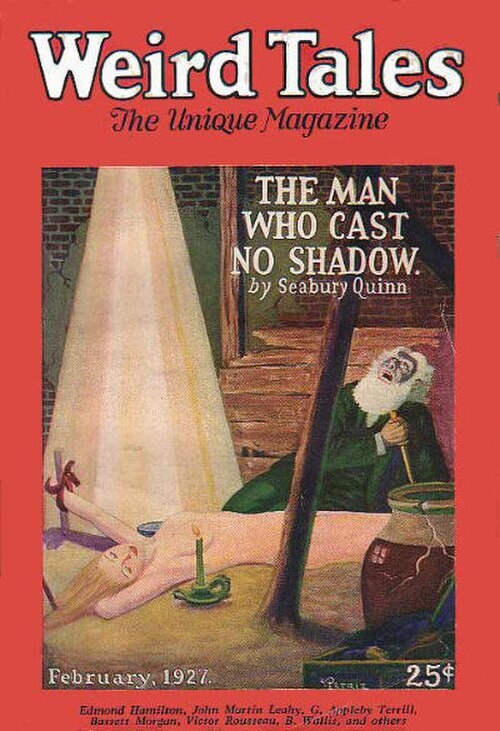 Weird Tales cover, February 1927, by C. Barker Petrie, Jr.