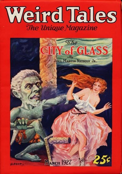 First published in Weird Tales, March 1927 (vol. 9, no. 3). Issue cover by C. C. Senf.