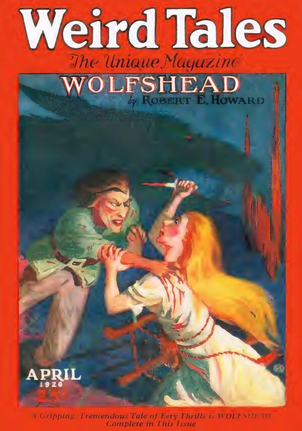 Weird Tales cover, April 1926, by E. M. Stevenson
