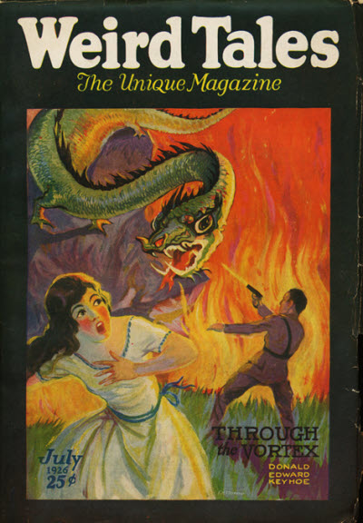 Weird Tales cover, July 1926, by E. M. Stevenson