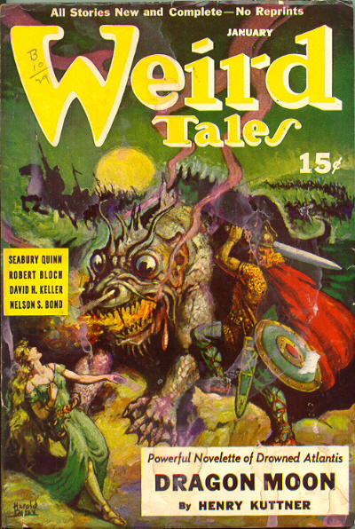 Weird Tales cover, January 1941, by Harold S. DeLay