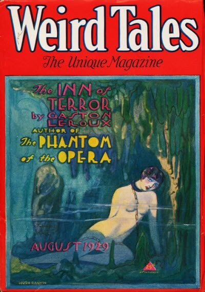 Weird Tales cover, August 1929, by Hugh Rankin, illustrating The Inn of Terror