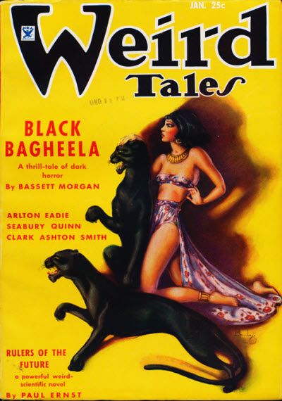 Weird Tales cover, January 1935, by Margaret Brundage, illustrating Black Bagheela